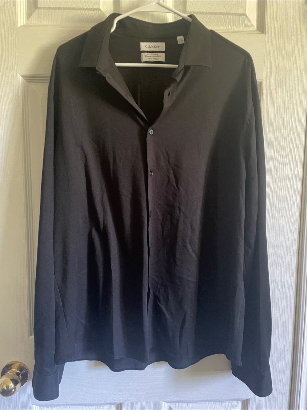 Calvin Klein Solid Black Long-Sleeve Button Shirt XL